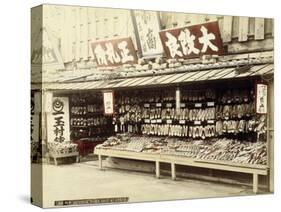 Shoe Shop in Kyoto, c.1890-null-Stretched Canvas