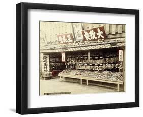 Shoe Shop in Kyoto, c.1890-null-Framed Premium Giclee Print