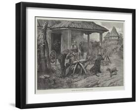 Shoeing Oxen and Horses at a Servian Smithy-Johann Nepomuk Schonberg-Framed Giclee Print