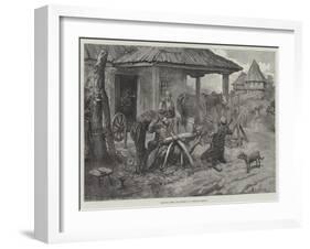 Shoeing Oxen and Horses at a Servian Smithy-Johann Nepomuk Schonberg-Framed Giclee Print