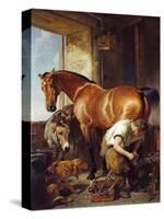 Shoeing-Edwin Henry Landseer-Stretched Canvas