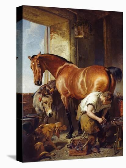 Shoeing-Edwin Henry Landseer-Stretched Canvas