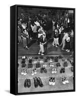 Shoeless Teenage Couples Dancing in HS Gym During a Sock Hop-Alfred Eisenstaedt-Framed Stretched Canvas
