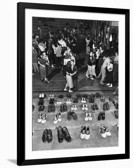 Shoeless Teenage Couples Dancing in HS Gym During a Sock Hop-Alfred Eisenstaedt-Framed Photographic Print