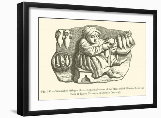 Shoemaker Fitting a Shoe-null-Framed Giclee Print