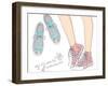 Shoes With Floral Pattern-cherry blossom girl-Framed Art Print