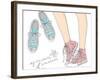 Shoes With Floral Pattern-cherry blossom girl-Framed Art Print