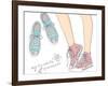 Shoes With Floral Pattern-cherry blossom girl-Framed Art Print