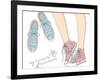 Shoes With Floral Pattern-cherry blossom girl-Framed Art Print