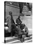 Shoeshine Boys Working on Businessmen's shoes on Front Steps of the New York Public Library-Alfred Eisenstaedt-Stretched Canvas