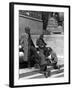 Shoeshine Boys Working on Businessmen's shoes on Front Steps of the New York Public Library-Alfred Eisenstaedt-Framed Photographic Print