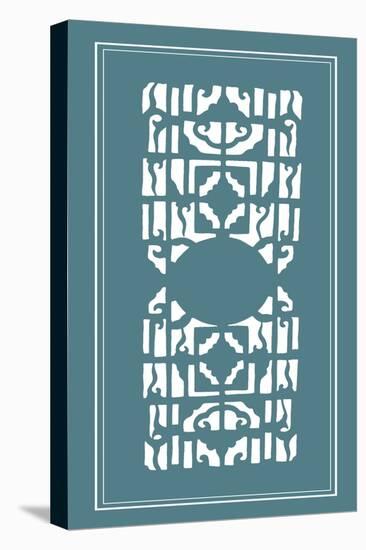 Shoji Screen in Teal I-Vision Studio-Stretched Canvas