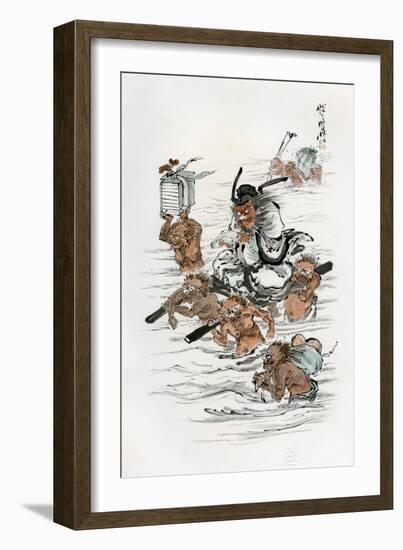 Shoki and Attendant Demons, 1898-Kawanabe Kyosai-Framed Giclee Print