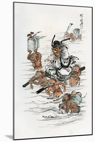 Shoki and Attendant Demons, 1898-Kawanabe Kyosai-Mounted Giclee Print