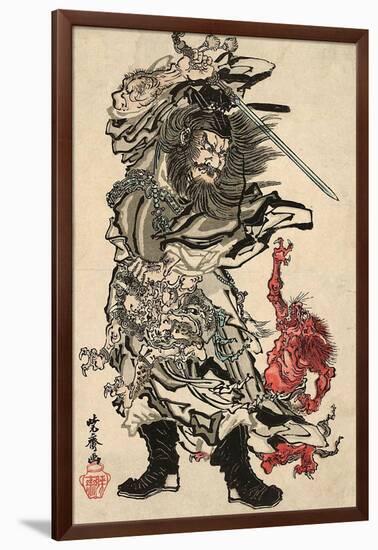 Shoki and Two Demons-Kyosai Kawanabe-Framed Giclee Print