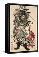 Shoki and Two Demons-Kyosai Kawanabe-Framed Stretched Canvas