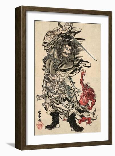 Shoki and Two Demons-Kyosai Kawanabe-Framed Giclee Print