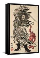 Shoki and Two Demons-Kyosai Kawanabe-Framed Stretched Canvas