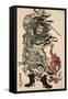 Shoki and Two Demons-Kyosai Kawanabe-Framed Stretched Canvas