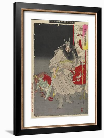 Shoki Capturing a Demon, 1890-Tsukioka Yoshitoshi-Framed Giclee Print