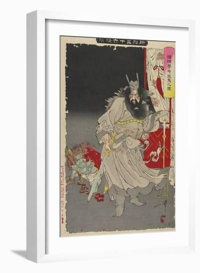 Shoki Capturing a Demon, 1890-Tsukioka Yoshitoshi-Framed Giclee Print