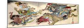 Shoki Riding on a Tiger Chasing Demons Away, Titled Satsuki-Kyosai Kawanabe-Mounted Giclee Print
