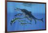 Shonisaurus Hunting Cymbospondylus in Triassic Waters-Stocktrek Images-Framed Art Print