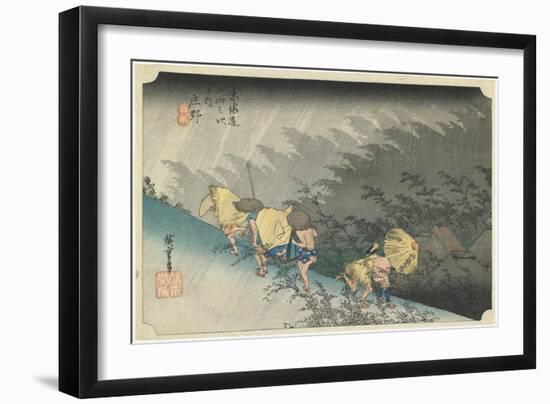 Shono--Driving Rain, C.1833-Utagawa Hiroshige-Framed Giclee Print