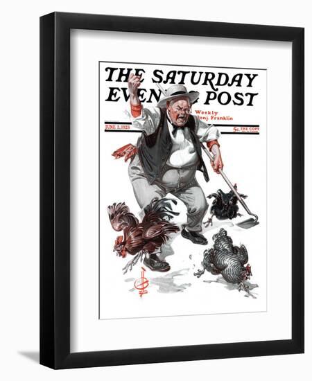 "Shoo Chickens !," Saturday Evening Post Cover, June 2, 1923-Joseph Christian Leyendecker-Framed Giclee Print