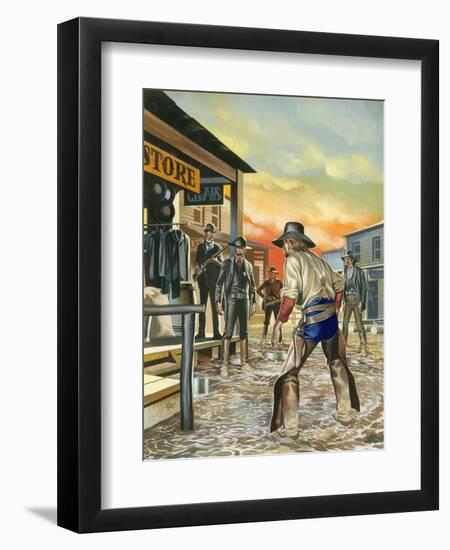 Shoot Out in the Wild West-Ron Embleton-Framed Premium Giclee Print