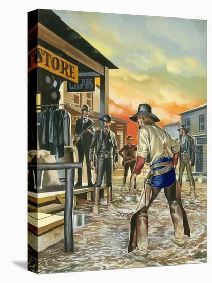 Shoot Out in the Wild West-Ron Embleton-Stretched Canvas