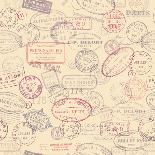 Vintage Travel Background Made Of Lots Of Old Tickets-shootandwin-Art Print