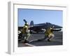 Shooters Aboard the USS George H.W. Bush Give the Go-Ahead Signal to Launch an F/A-18 Super Hornet-Stocktrek Images-Framed Premium Photographic Print