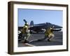 Shooters Aboard the USS George H.W. Bush Give the Go-Ahead Signal to Launch an F/A-18 Super Hornet-Stocktrek Images-Framed Photographic Print