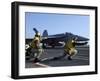 Shooters Aboard the USS George H.W. Bush Give the Go-Ahead Signal to Launch an F/A-18 Super Hornet-Stocktrek Images-Framed Photographic Print