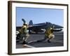 Shooters Aboard the USS George H.W. Bush Give the Go-Ahead Signal to Launch an F/A-18 Super Hornet-Stocktrek Images-Framed Photographic Print