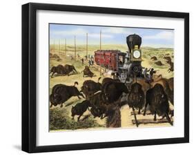 Shooting Buffalo on the Kansas-Pacific Railroad-null-Framed Giclee Print