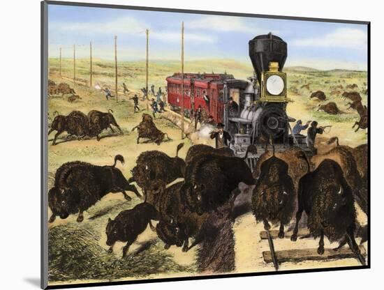 Shooting Buffalo on the Kansas-Pacific Railroad-null-Mounted Giclee Print