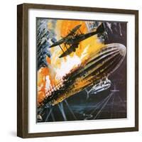 Shooting Down a Zeppelin During the First World War-Wilf Hardy-Framed Giclee Print