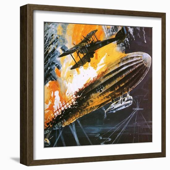 Shooting Down a Zeppelin During the First World War-Wilf Hardy-Framed Giclee Print