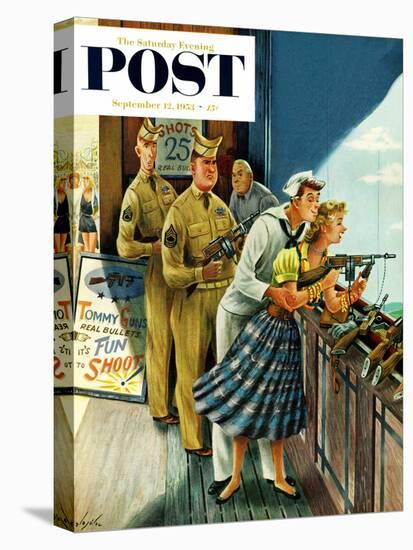 "Shooting Gallery" Saturday Evening Post Cover, September 12, 1953-Constantin Alajalov-Stretched Canvas