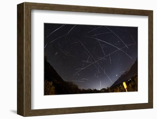 Shooting Stars and Satellites, Multiple Exposure of the Night Sky in Tirol-Niki Haselwanter-Framed Photographic Print