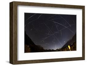 Shooting Stars and Satellites, Multiple Exposure of the Night Sky in Tirol-Niki Haselwanter-Framed Photographic Print