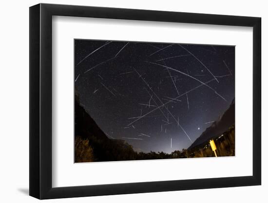 Shooting Stars and Satellites, Multiple Exposure of the Night Sky in Tirol-Niki Haselwanter-Framed Photographic Print