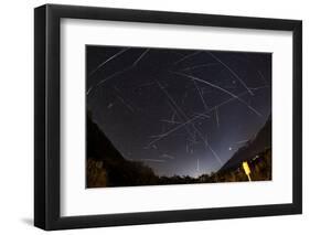 Shooting Stars and Satellites, Multiple Exposure of the Night Sky in Tirol-Niki Haselwanter-Framed Photographic Print