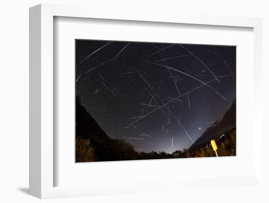 Shooting Stars and Satellites, Multiple Exposure of the Night Sky in Tirol-Niki Haselwanter-Framed Photographic Print