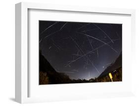 Shooting Stars and Satellites, Multiple Exposure of the Night Sky in Tirol-Niki Haselwanter-Framed Photographic Print