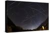 Shooting Stars and Satellites, Multiple Exposure of the Night Sky in Tirol-Niki Haselwanter-Stretched Canvas