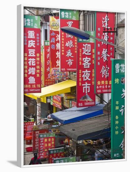 Shop Banners Along the Street, Zhenyuan, Guizhou, China-Keren Su-Framed Photographic Print