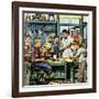 "Shop Class", March 19, 1955-Stevan Dohanos-Framed Giclee Print